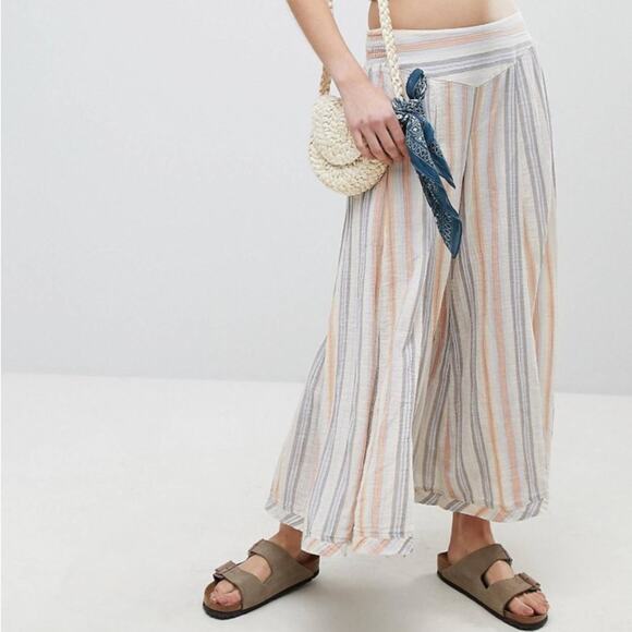 Free People Blaire Pull On Stripe Wide Leg Pant Flowy Boho Pants XS - Picture 2 of 10